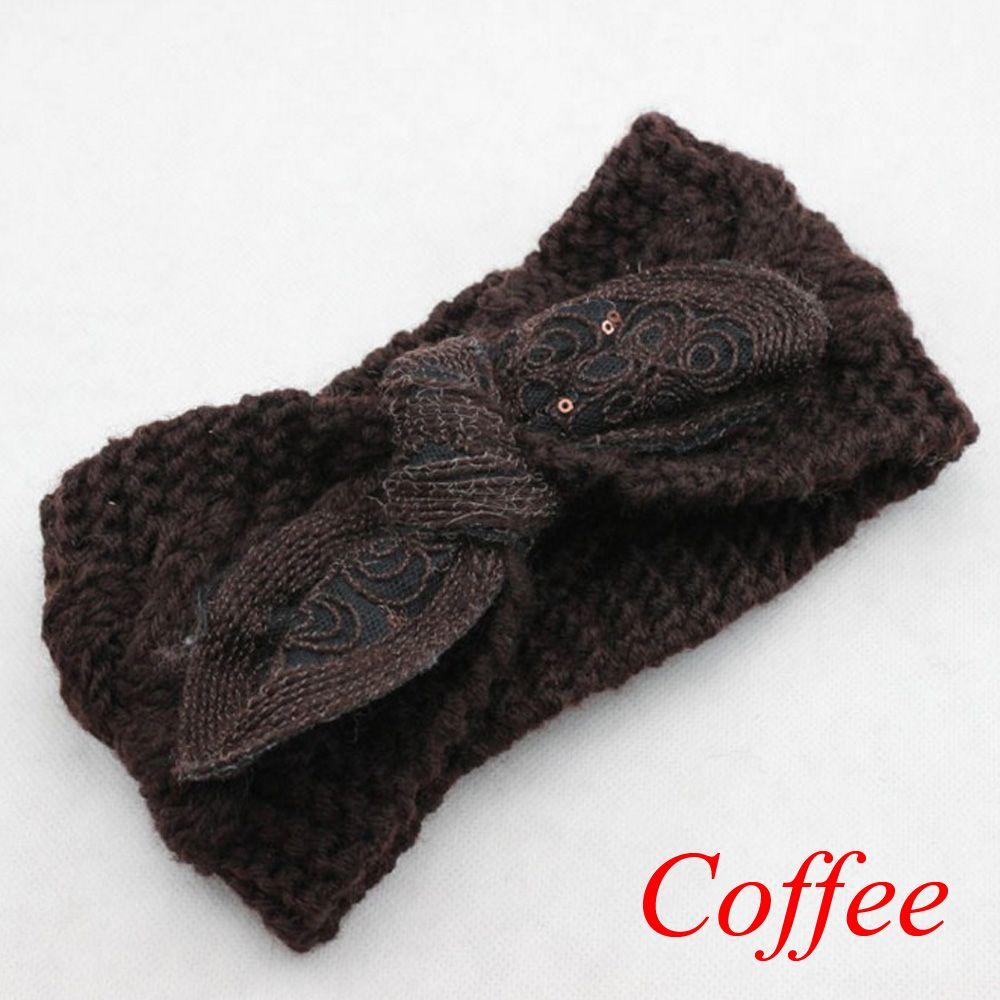 Богемская Женская Девичья Цветочная Повязка на Голову с Бантом и Ушками Кролика Тюрбан Вязаная Крючком Повязка на Волосы