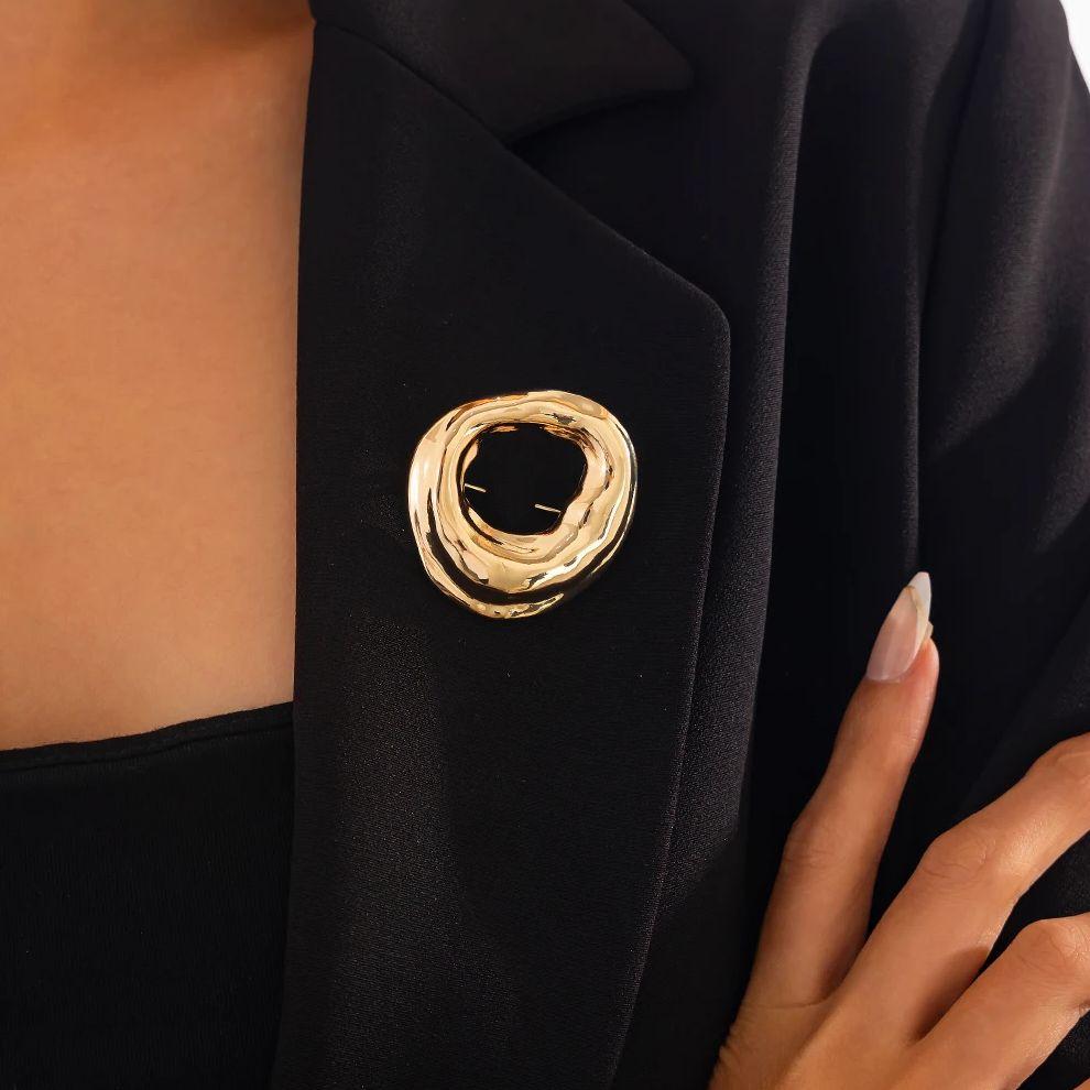 Ingemark Trendy Simple Irregular Gold Color Geometry Brooches for Women Men Retro Metal Suit Shirt Collar Lapel Pin Accessories