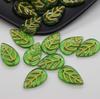 Earring Jewelry Making Pendants Creative Glass Hair Accessories DIY Ornament Materials Green Leaves Handmade Tracing Golden 50Pcs Beads Accessories