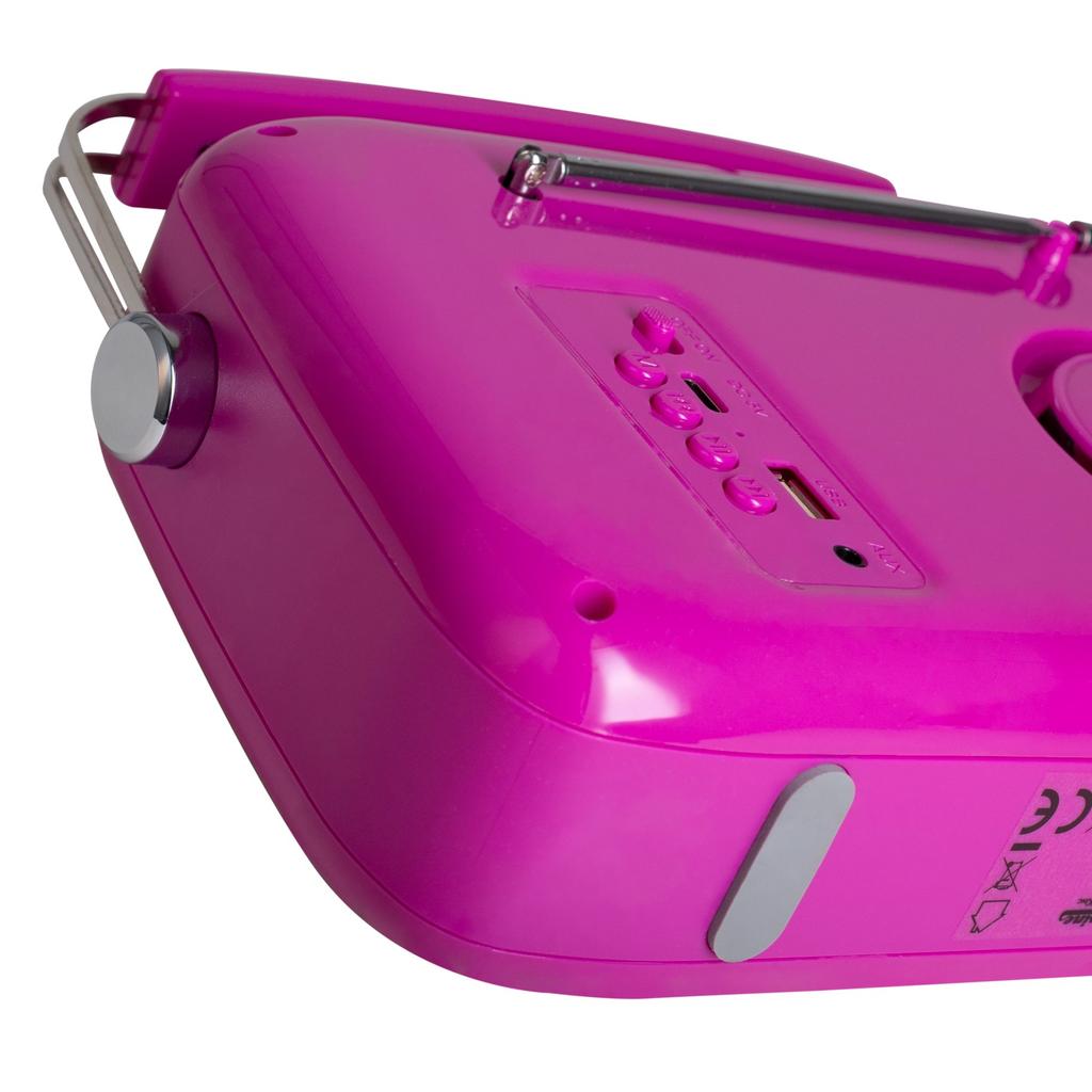 Bluetooth Radio With Metal Handle Vintage Cuisine Magenta Shiny