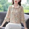 Trendy and Chic Floral Blouse with Seven-Quarter Sleeve for Summer