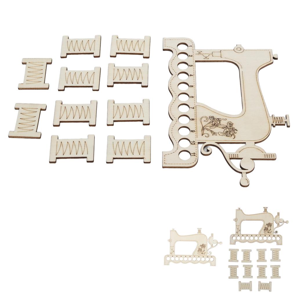 Embroidery Thread Organizer Board Lightweight Sewing Machine Shape Wooden  Stitch Floss Holder