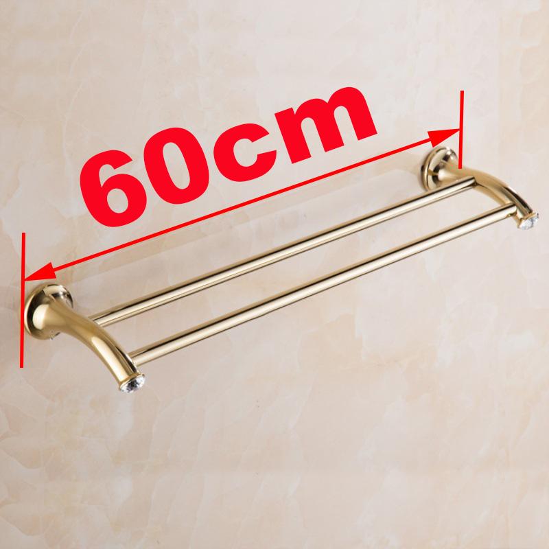 Золотистая отделка Нержавеющая сталь Аксессуар для ванной Двойная перекладина для полотенец Полка для полотенец Держатель для полотенец
