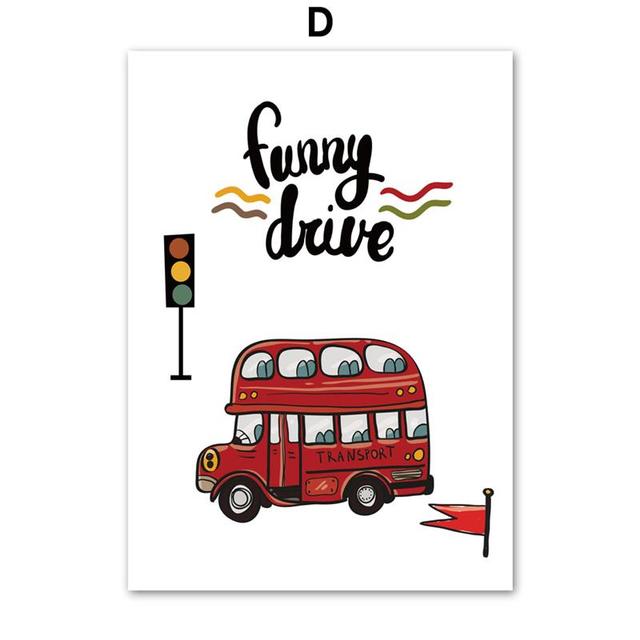 Для автомобилей мультфильм плакаты и принты для гостиной ребенок детская комната украшения смешные принты на холсте вождение для домашнего декора детская комната без рамки