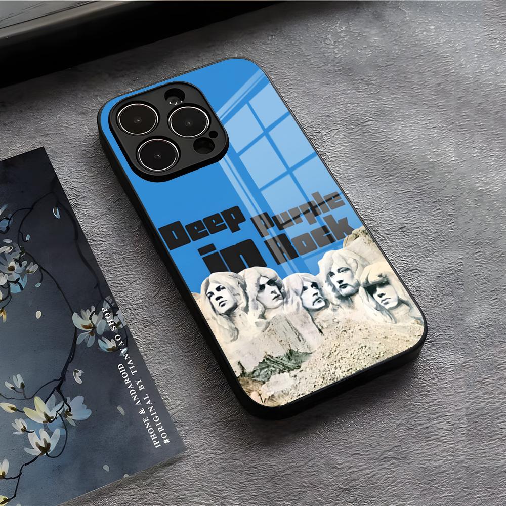 Чехол для телефона Band D-Deep P-Purple для IPhone 17 Air 16 E Pro Max 15 14 13 Mini 12 Pro 11 Max Plus Черная стеклянная крышка