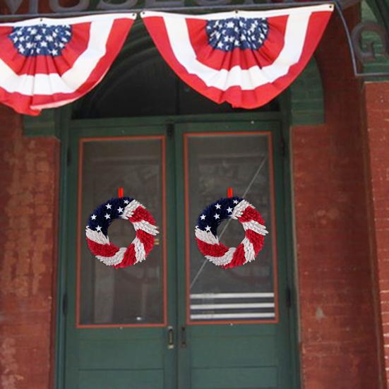 Венок ко Дню независимости США, патриотический, красный, белый, синий, венок с флагом США, настенная гирлянда для входной двери, украшение на праздник 4 июля