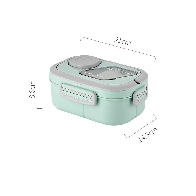 1200ML Portable Lunch Box Reusable Double Layer Compartment Bento Box Carrying Handle Outdoor Camping Meal Snack Food Containers