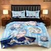 Genshin Pattern Bedding Quilt Set Quilt Cover Pillowcase Home Birthday Gift(1 * duvet cover + 2 * pillowcase, without core)