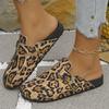 Модная женская обувь Леопардовый принт Мюли Шлепанцы Женские 2025 Большой размер Платформа Сабо Обувь Женская Дизайн с пряжкой Полушлепанцы