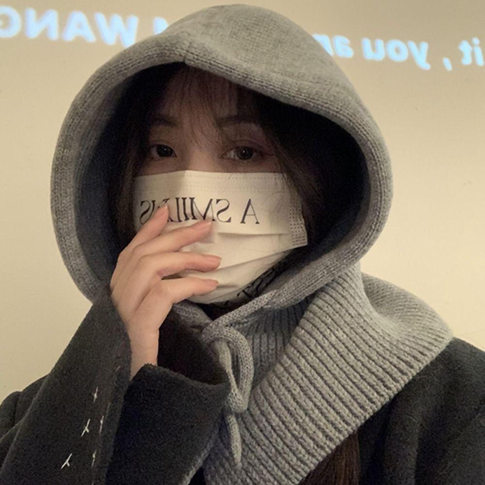 Защита ушей вязаные шапки с капюшоном ветрозащитная шапка на шнурке унисекс женские зимние шапки-балаклавы