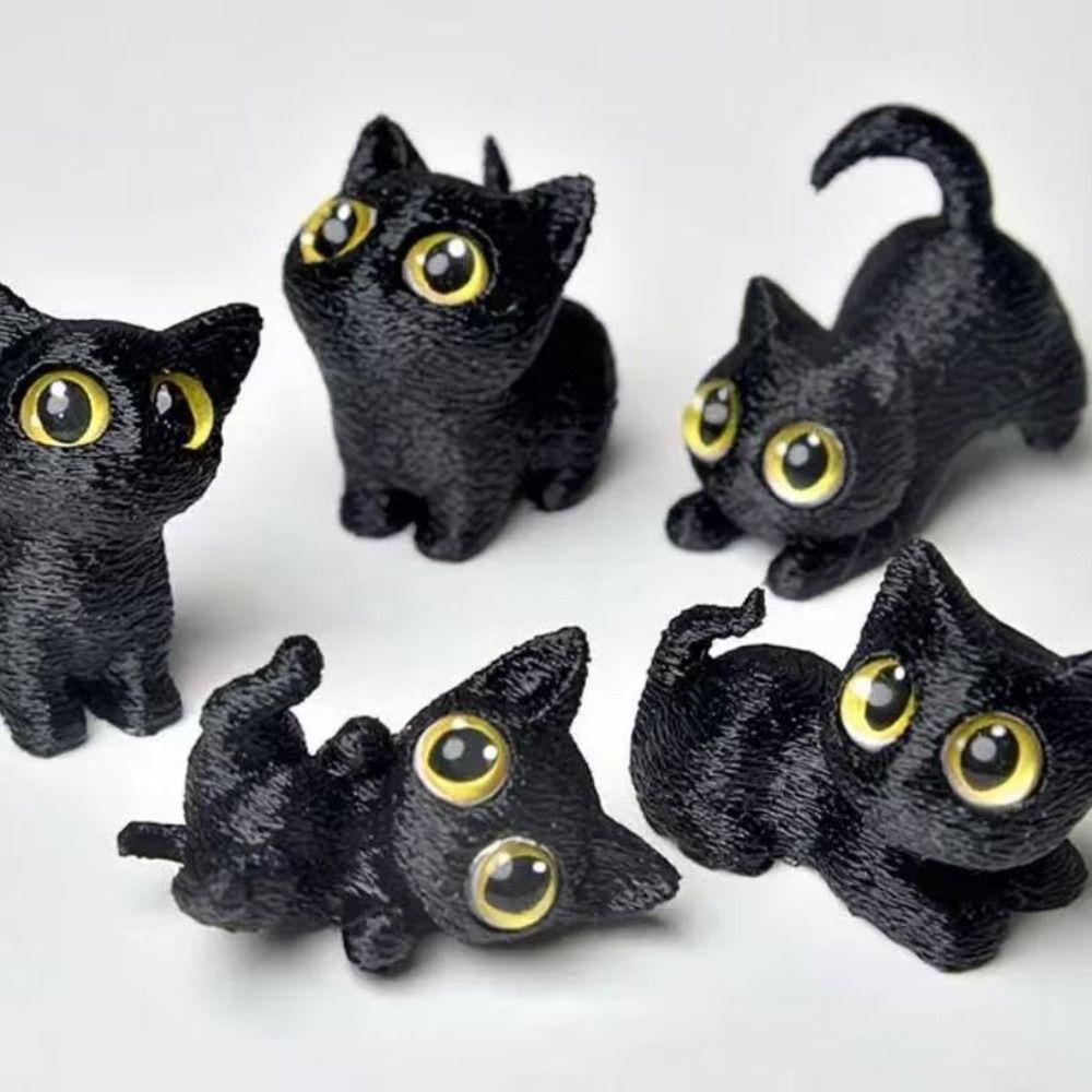 PLA 3D-печатные фигурки кошек Игрушки Модель Котёнок Микро-ландшафтные поделки Дом с привидениями
