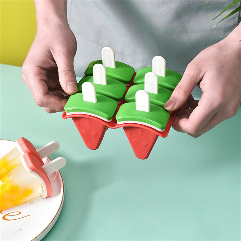 4pcs Watermelon Shape Ice Mold, Popsicle Maker with Cover, DIY Homemade Ice Cream Tool, Leakproof Design for Frozen Treats