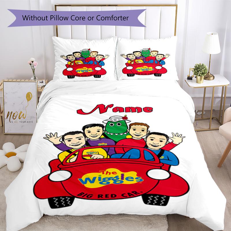 3pcs Custom Name The Wiggles Bedding Set Duvet Cover Closure Includes 1 Duvet Cover & 2 Pillowcases, Soft and Comfortable for All Seasons.