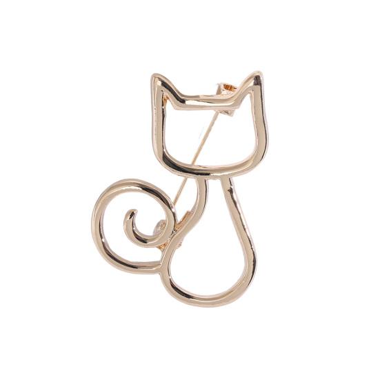 Women Brooch Hollow Kitty Shape Smooth Stainless Anti-slip Wear-resistant Coat Collar Hat Scarf Decoration Clothes Pin Business Events Garment Jewelry