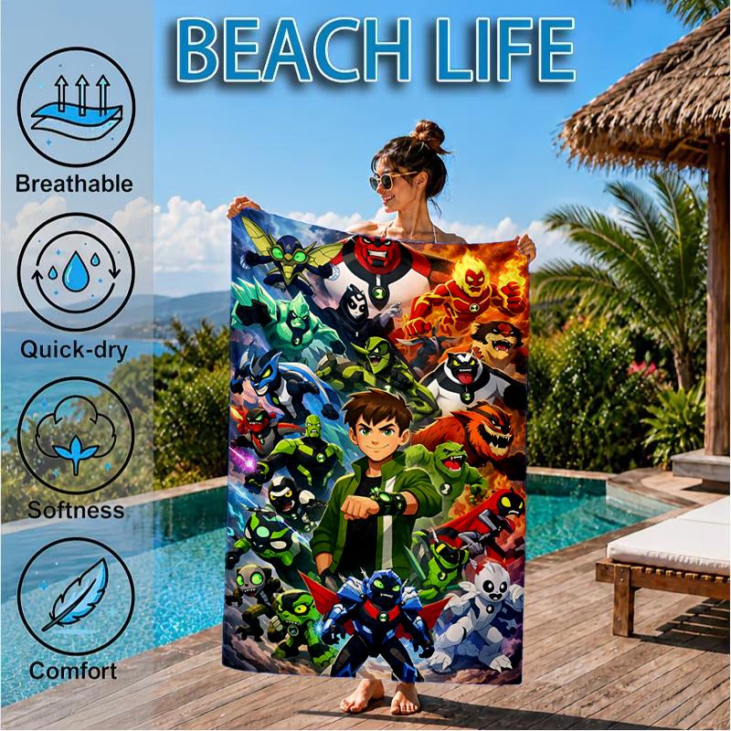 Superhero Cityscape Adventure Beach Towel, Super Soft Microfiber, Perfect Gift for Her/Him, Birthday, for Pool, Beach, Travel, Decor Beach Party