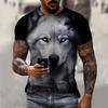 Men's T-Shirts Summer Animal Wolf Pattern 3D Print Tops Tees Summer Women Streetwear Fashion Oversized T Shirt Men Clothing