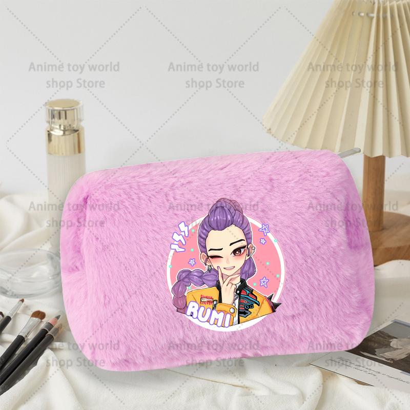 Kpop Demon Hunter Girls Women Plushes Cosmetic Bag New Makeup Bags Ladies Travel Organization Pouch Pink Pencil Case Gift