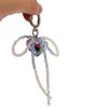 Bowknot Heart Pendant Keyring Phone Charm Detachable Phone Lanyard Butterfly Keychain Stylish Jewelry for Wallet Bag
