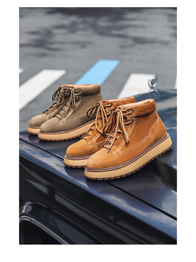 Мужские кожаные ботинки Martin средней высоты 2024 года выпуска: Ретро, толстая подошва, повседневный британский стиль