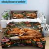 Fox Dreams In Space 3pcs Bedding,Including 1pc Duvet Cover And 2pcs Pillowcases Perfect for Christmas,Ideal for Bedroom, Dormitory