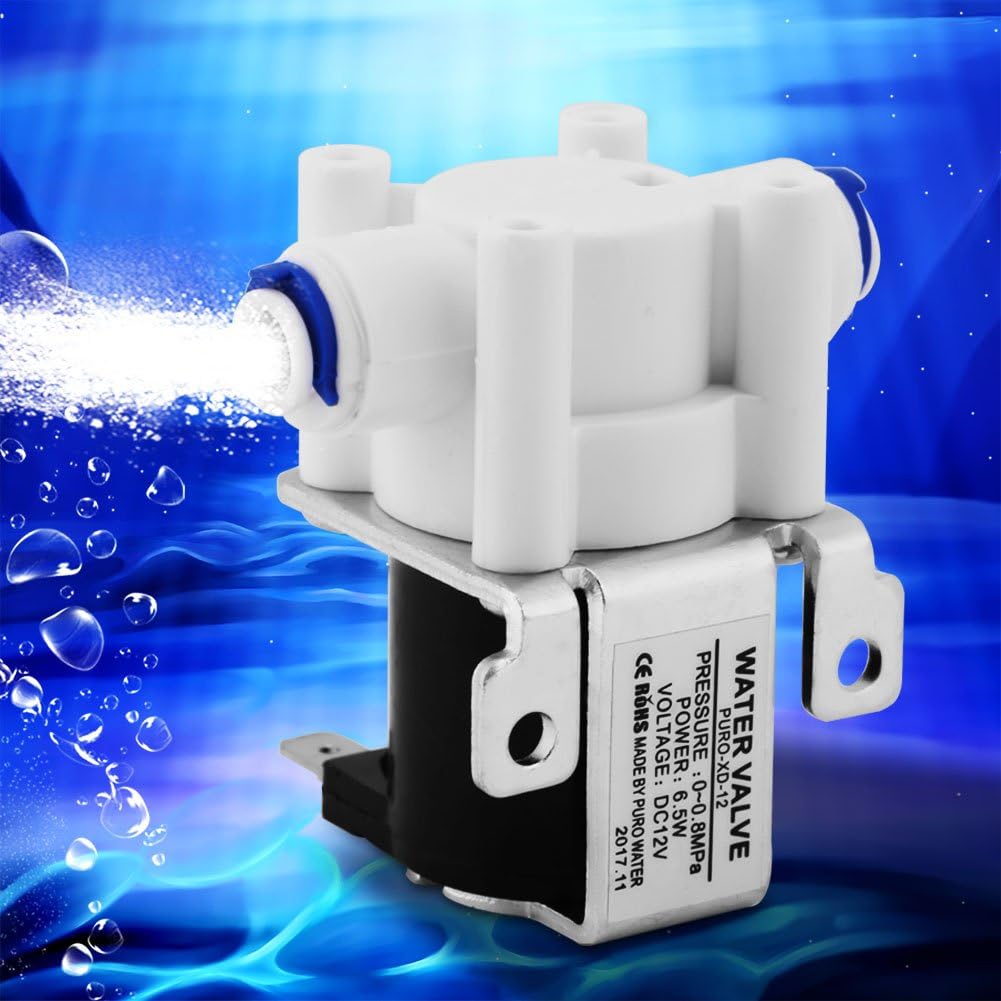 Water Valve, DC 12V Copper Plastic Electric Solenoid Valve Normally Close Purifier Water Valve for Water Filters