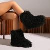 2025 New Winter Furry Shoes Women Teddy Fur Snow Boots Fluffy Faux Wool Plush Warm Fashion Short Boots Ladies Mongolian Boots
