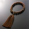 Мужские буддийские четки от Kyoto Butsudan Hayashi, Чистый шелк с кисточкой, Сандаловое дерево и отделка из коричневого кварца [Сумка для четок в комплекте],
