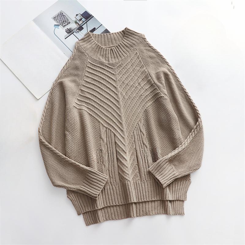 IHUASU Женский осенне-зимний однотонный трикотажный свитер без бретелек с длинным рукавом и круглым вырезом, сплетенный из витой веревки