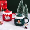Creative High-Value Ceramic Cup With Lid Cartoon Cute Household Water Cup Christmas Gift Cup