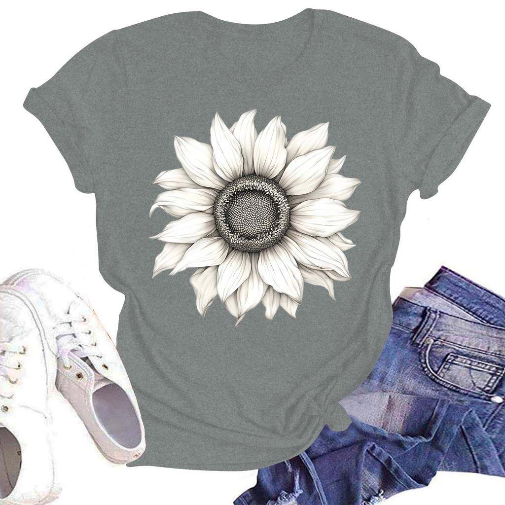 Женская повседневная свободная футболка с принтом, круглый вырез, пуловер, короткий рукав, топ