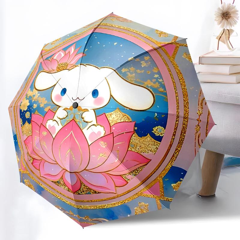Автоматический зонт Sanrio Cinnamoroll, 8 спиц, железный каркас, пластиковая ручка, подходит для путешествий на открытом воздухе и на каждый день, идеальный подарок