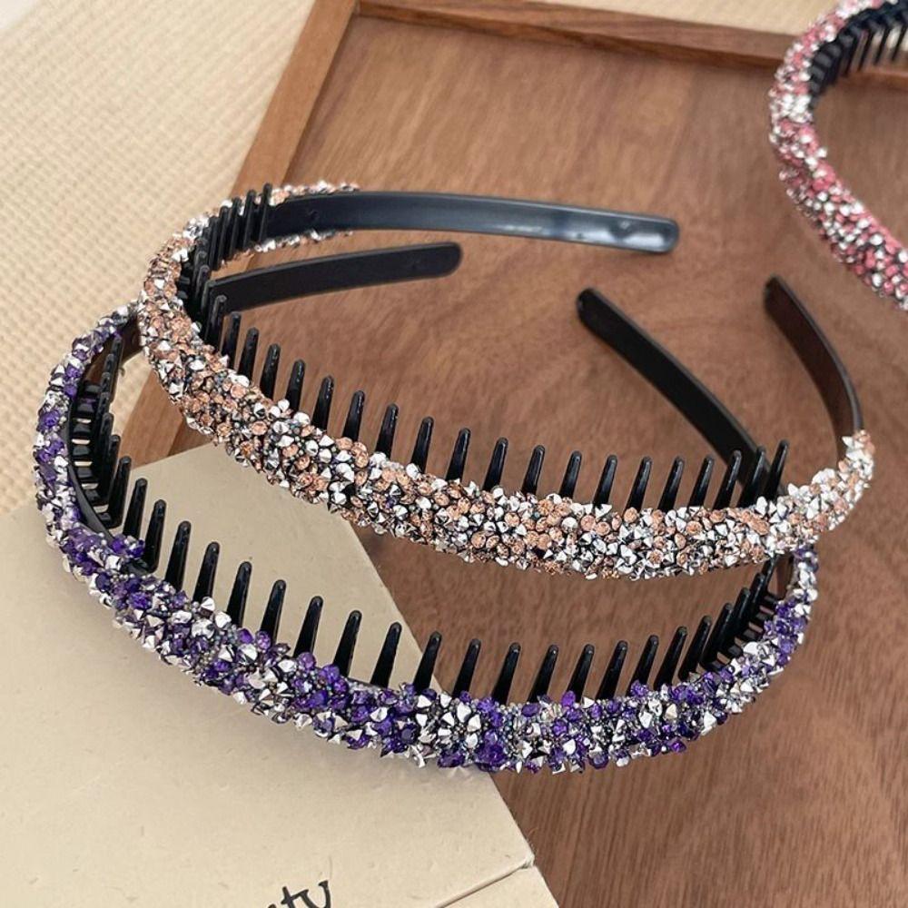 Пластиковый ободок со стразами и зубчиками для волос Сладкий тонкий ободок для волос Женский