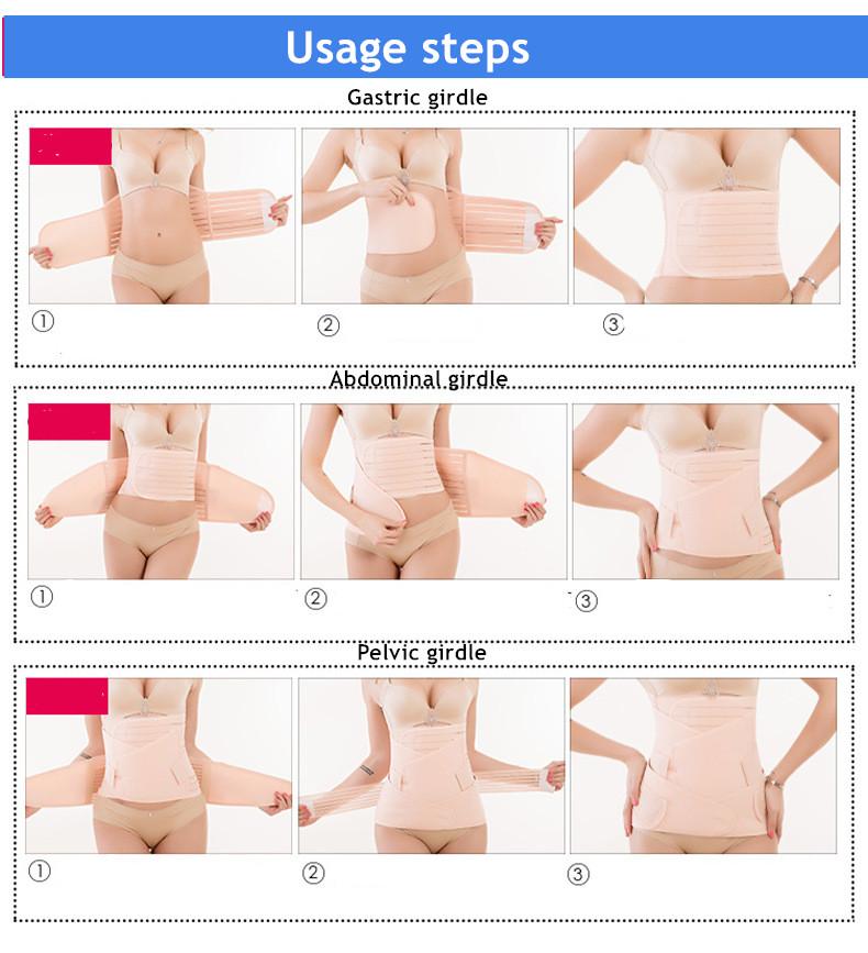 Послеродовой ремонт с эластичной брюшной лентой Брюшной пояс 3-в-1 Дышащий высокоэластичный пояс Инструмент для кесарева сечения для естественных родов
