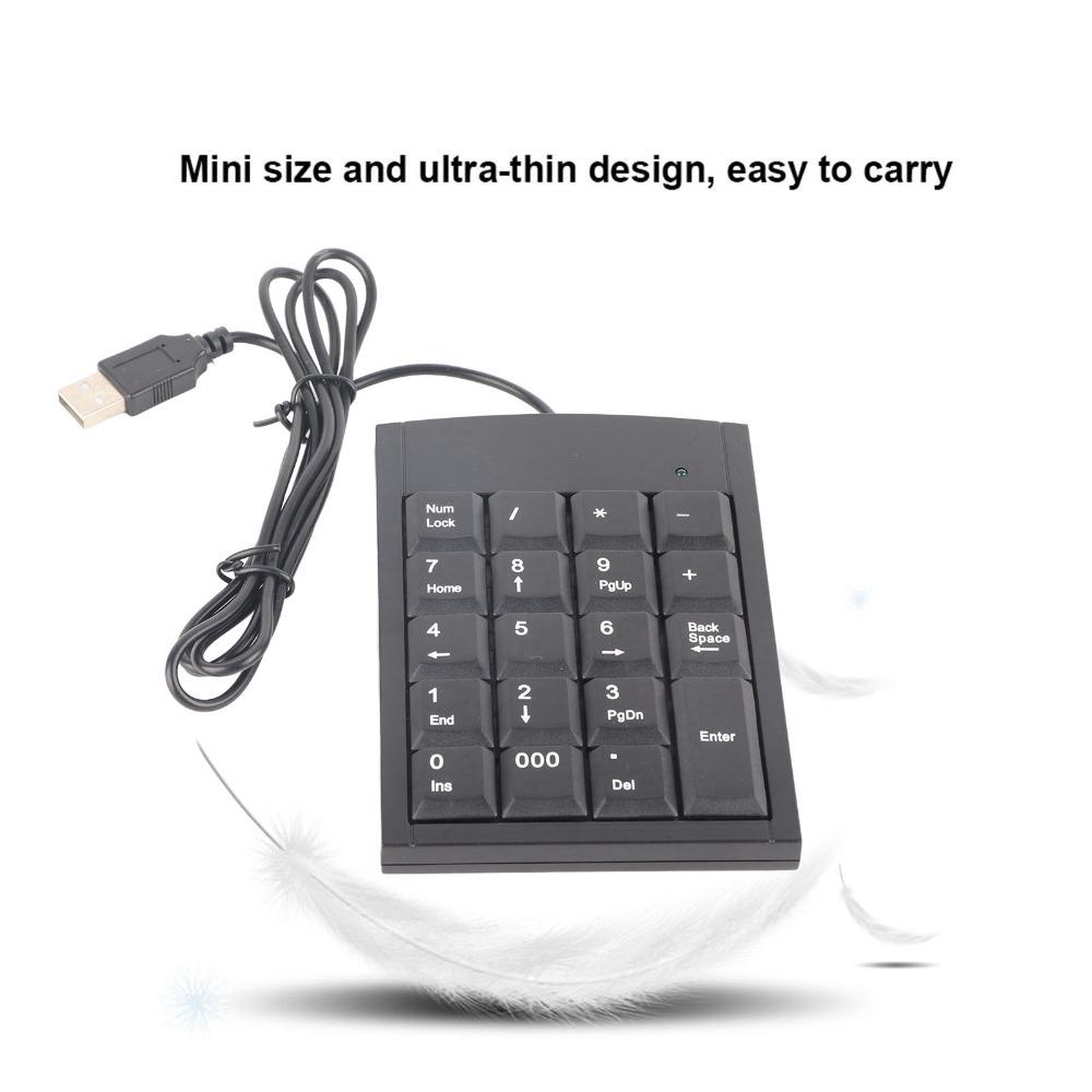 Черная USB-цифровая клавиатура с 19 клавишами, Plug and Play, мини-размер, портативная цифровая клавиатура для бухгалтерии