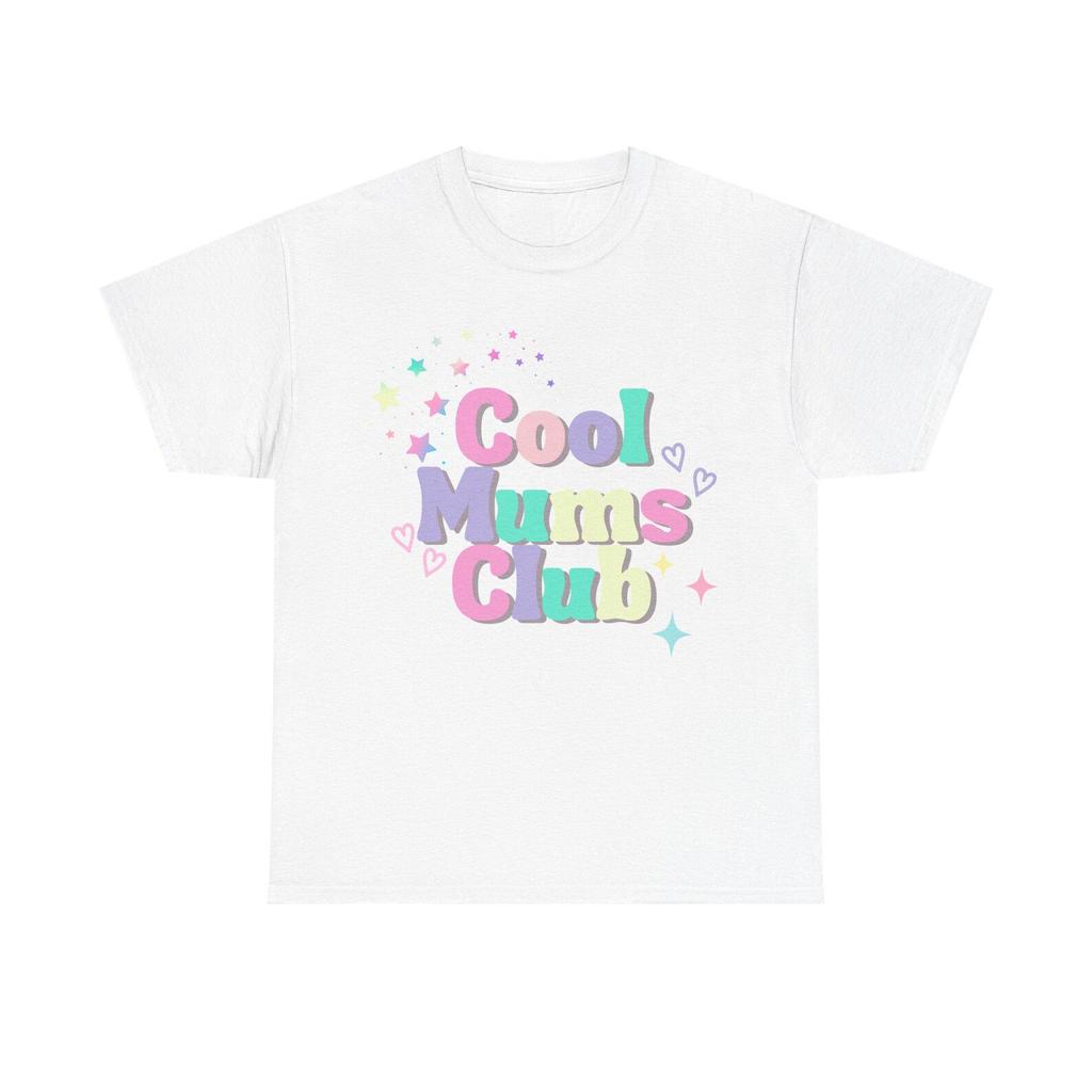 Cool Mums Club Tee | Pastel Retro Lettering, Hearts & Stars
