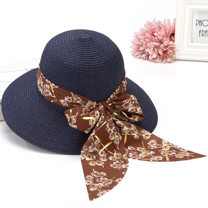 Женская шляпа от солнца соломенная весна-лето пляжная шляпа с широкими полями