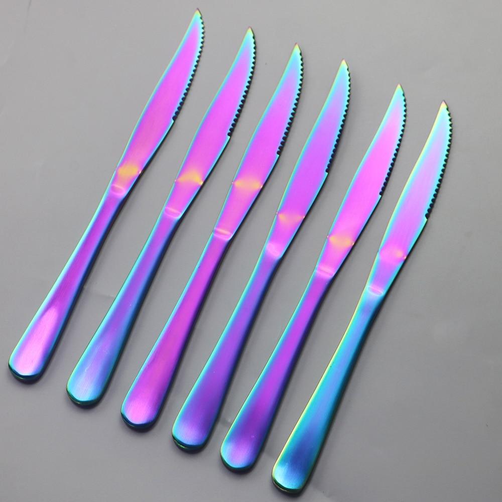 6Pcs Flatware Wenstern Steak Knife Cutlery Set 18/10 Stainless Steel Dinnerware Set Knife Kitchen Dinner Set