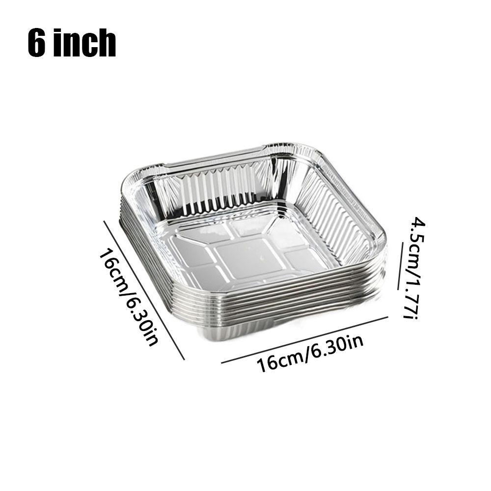 10Pcs Reusable Food Tin Foil Tray 6/7/8 Inch Air Fryer Tray Durable Aluminum Foil Box