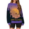 Женский повседневный пуловер с принтом на Хэллоуин, рубашка с длинным рукавом, толстовка большого размера