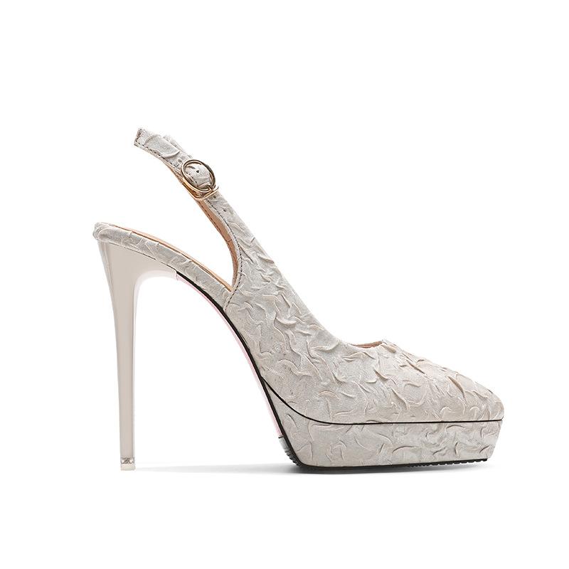 Модные Новые Роскошные Женские Туфли на Высоком Каблуке 12 см Ультравысокий Каблук С Открытым Подъемом Заостренный Носок Модные Повседневные Сандалии Высококачественная Женская Обувь