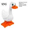 Unique Outdoor Entrance Decor 3D Printed Yard Goose Statue, Cute White Long Neck Porch with Whimsical Orange Beak Feet, Garden Decorative Figurine for