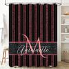 Bathroom Decor Black Pink Striped Shower Curtain Name Custom Size Waterproof Bathroom Liner Set