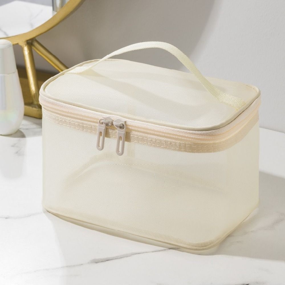 Large Capacity Travel Cosmetic Bag Transparent Mesh Toiletry Bag Portable Makeup Case Women's