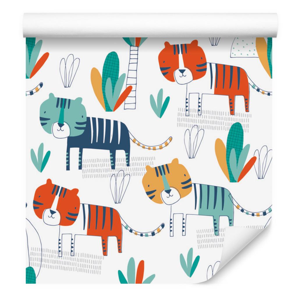 Cats and plants wallpaper in Scandinavian style for living room and bedroom 50x1000