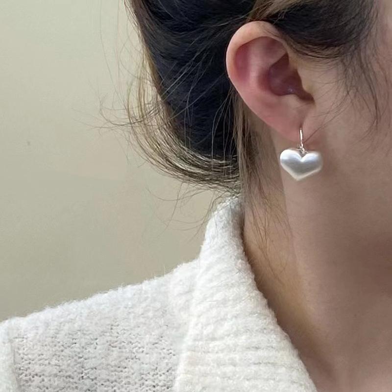 ANENJERY Серьги-кольца в форме сердца из матового стекла для женщин, нишевый дизайн, сладкий темперамент, украшения для вечеринок, подарки, свадьба