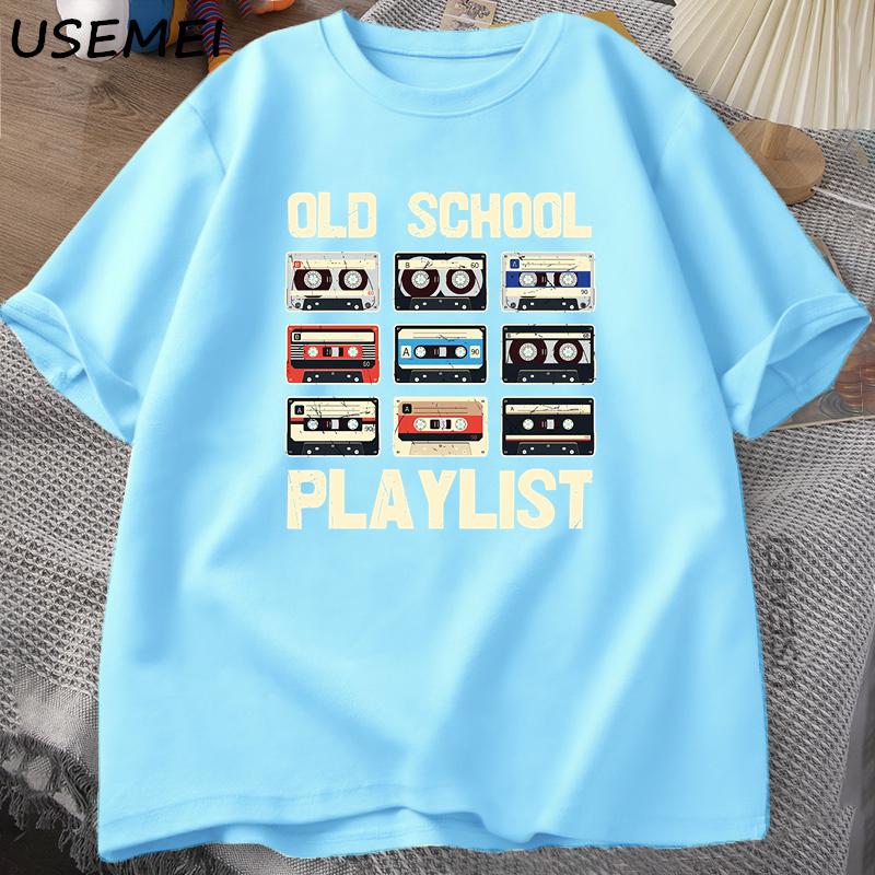 Cassette Tape Music Old School Tshirt Playlist Digital Tshirt Cotton Short Sleeve Round Neck Tee Shirt Summer Tees Oneck