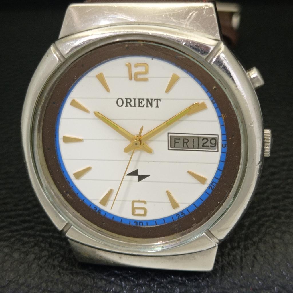 ЯПОНИЯ ВИНТАЖ ORIENT АВТОМАТИЧЕСКИЕ 46941 МУЖСКИЕ ЧАСЫ С БЕЛЫМ ЦИФЕРБЛАТОМ a700154-5