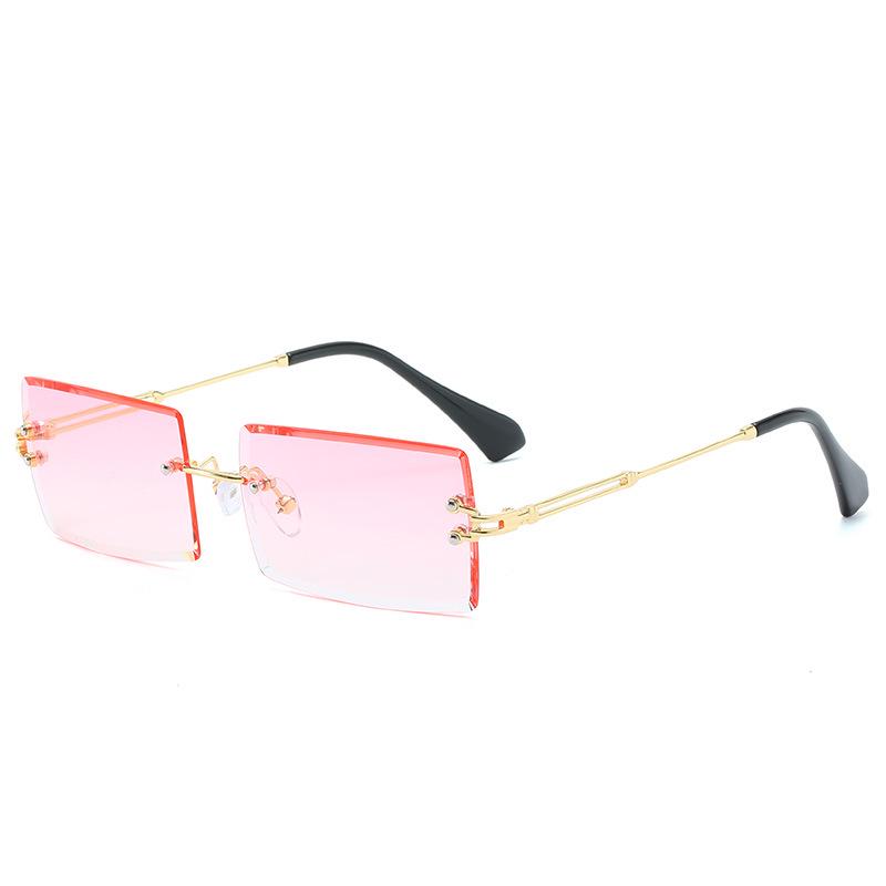 New Fashion Rectangle Rimless Sunglasses Women Men Vintage Luxury Brand Designer Sexy Lady Diamond Cut Sun Glasses For Female