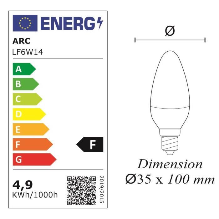 Ampoule LED E14 - Noname - 6W - 470Lm - 2700K - Garantie 5 ans