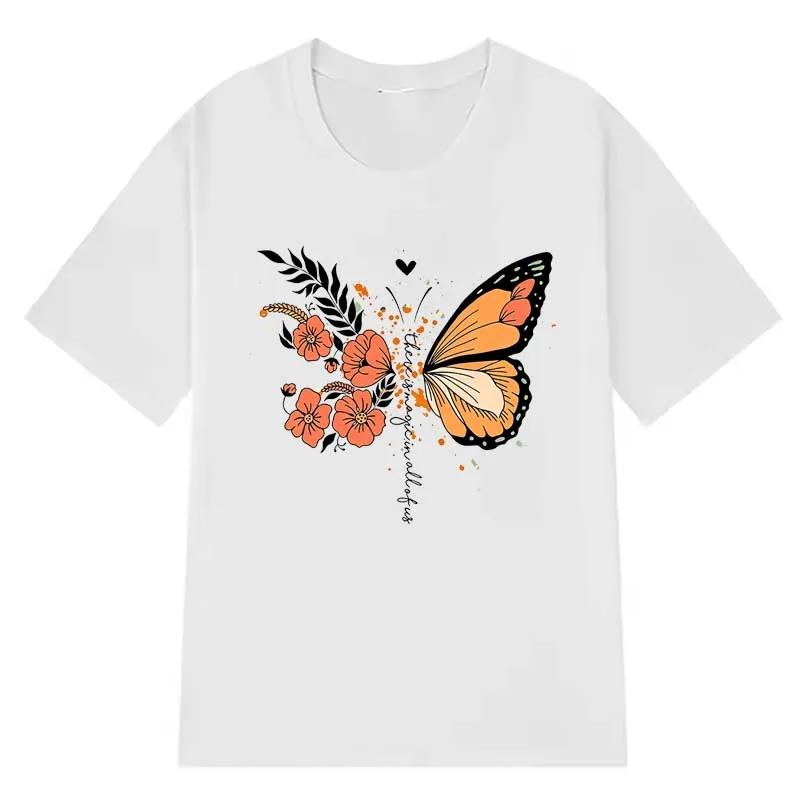 Butterfly Graphic Print Tshirts For Unisex Summer Casual Fashion Funny Vintage Tops Crew Neck Short Sleeve Cotton Tshirts
